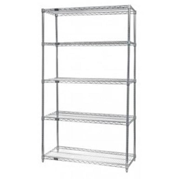 5-Shelf, Stainless Steel Wire Shelving Unit - 21 x 36 x 86 in.