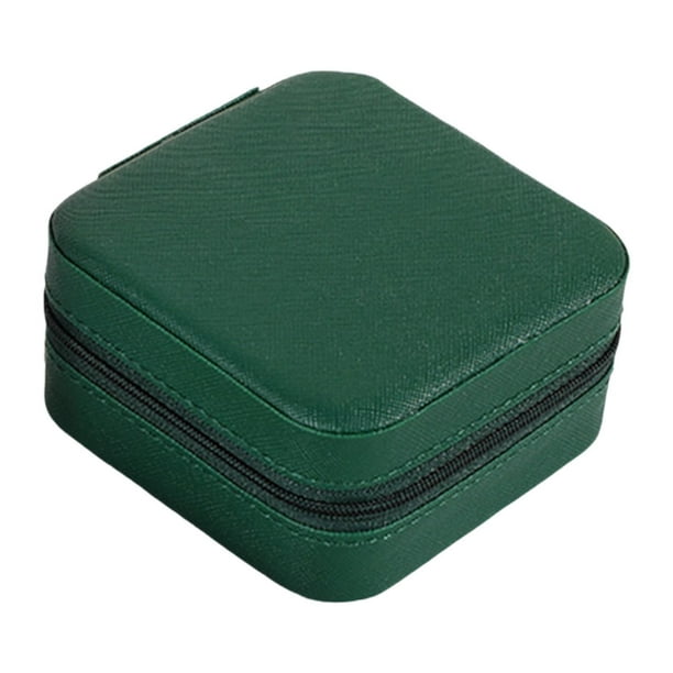 Caja de joyería pequeña, contenedor organizador de joyas, soporte de joyería de viaje portátil, estuche para pendientes, collares, regalo de boda Verde