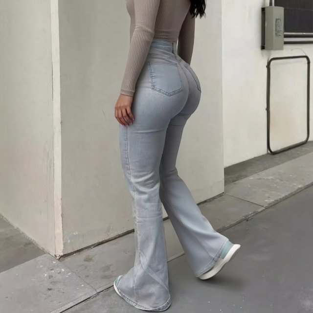 WILLBEST Jeans Mujer Pantalones Vaqueros Ajustados de Cintura Alta para Mujer, Elásticos, Con Bolsillos, Ajuste Cómodo, Moda Urbana, Conjuntos Casuales. Extra Grande