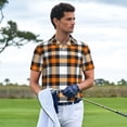 thumbnail image 2 of Wukai Orange Plaid Men’s Polo Shirts,Quick-Dry Athletic Shirt,Classic Fit Shirts-Medium, 2 of 8