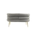 thumbnail image 4 of Velvet Accent Chair with Curved Armrests, Leisure Sofa Chair with Gold Metal Legs, Modern Reading Chair for Living Room, Bedroom, Office, Weight Capacity 200 LBS, Gray, 4 of 7