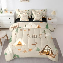 Queen Bed in a Bag Camping Comforter Set with Sheets 7Pieces All Season Rustic Camper Bedding Sets with Comforter, Pillow Sham, Flat Sheet, Fitted Sheet and Pillowcase