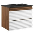 thumbnail image 2 of Modway Render 24" Wall-Mount Bathroom Vanity in White Walnut Black, 2 of 9
