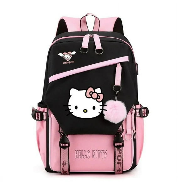 Sanrio Kurome Hello Kitty Kawaii Campus Backpack Primary and Middle School Students Waterproof, Breathable and Wear-resistant-Pink Best Gifts For Children Kids Friend Fans Birthday gift