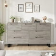 thumbnail image 3 of Commode à 7 Tiroirs pour Chambre, Commode de 55 Pouces de Large, Tiroir Horizontal Autoportant avec Rangement, Coffre de Garde-Robe en Bois pour Salon, Couloir, Entrée, Gris Cendré, 3 of 7