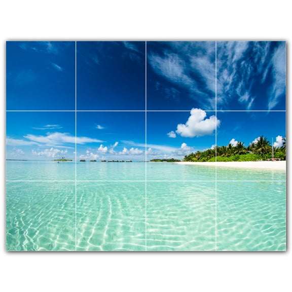 Picture-Tiles.com: Beach Ceramic Tile Wall Mural WAL500082-43S. 17"W x 12.75"H using (12) 4.25" x 4.25" Ceramic Tiles-Satin Finish