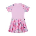 thumbnail image 4 of TTAO Girls One Piece Swimsuit Rash Guard Short Sleeve Swimming Dress Summer Beach Sports Bathing Suit Pink 10-11, 4 of 7