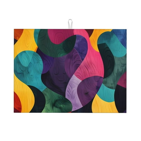 

Large Dish Drying Mats for Kitchen Counter - Vibrant Abstract Flow 18x24In Anti-Slip Absorbent Microfiber Drying Mat for Kitchen Counter Mat Dish Rack Mat with Hanging Loop