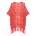 thumbnail image 4 of Open-Knit Tassel Cardigan for Women Summer Bohemian Lightweight Thin Cardigan Hollow Out Crochet– Beach Cover-Up with Tassel Fringe (Watermelon Red,One Size), 4 of 6