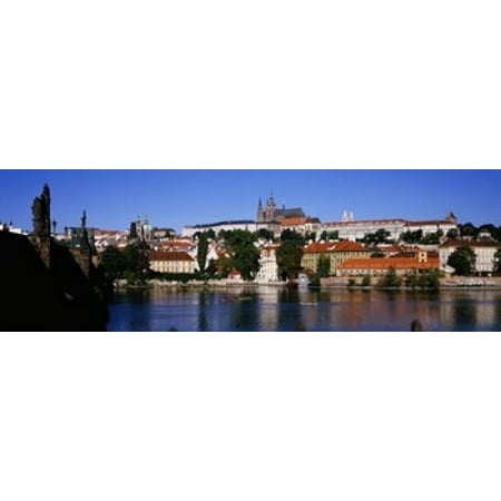 Lake in front of a city Charles Bridge Prague Czech Republic Canvas Art - Panoramic Images (18 x