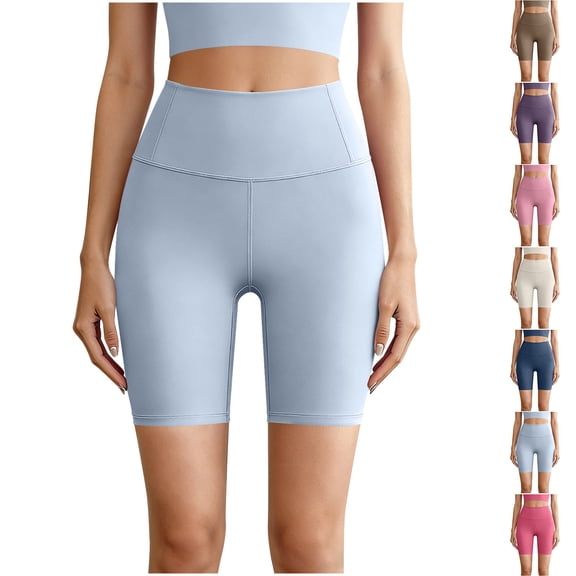 Miluxas Tummy Control Compression Shorts for Women,High Waist Workout Biker Shorts White XL(XL)