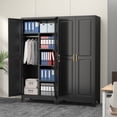 thumbnail image 5 of Polup Metal 71“ H Armoire Wardrobe Closet, Adult Black Wardrobes with Hanging Rod, 5 of 12
