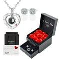thumbnail image 2 of Top-keivon Preserved Red Forever Rose Heart Necklace Gift Box, Eternal Flowers "I Love You" Projection Jewelry for Women,Christmas Valentines Day Anniversary Birthday Gift for Her, 2 of 13