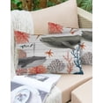 thumbnail image 6 of Pack of 2 Outdoor Pillow Covers, Whale Ocean Animal Wood Grain Pattern Waterproof Square Throw Pillowcase Cushion Decorative Pillow Covers for Couch Patio Tent, 20x12 in, 6 of 6