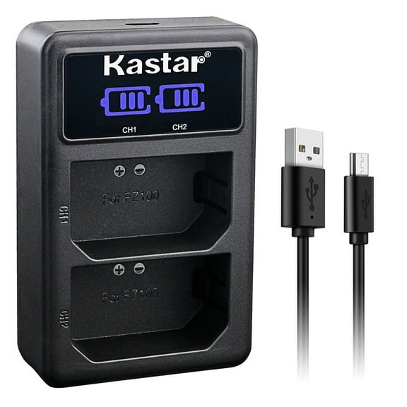 Kastar NP-FZ100 LED2 USB Battery Charger Compatible with Sony FX3, FX30 Digital Cinema Camera, Cinema Line FX30 Super 35 Camera, Alpha 9 α9, Alpha A9 / ILCE-9, Alpha A 9 Camera