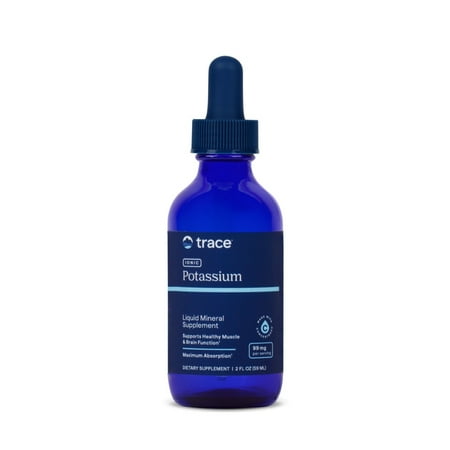Trace Minerals Ionic Potassium - Liquid Potassium Supplement for Healthy Brain & Muscle Function - Nerve Support - Easy Absorption - Vegan - Non-GMO - Unflavored - 2 fl oz (32 Servings)