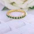 thumbnail image 4 of Full Eternity Emerald Wedding Band 14k Yellow Gold plated Women Stacking Band Delicate Promise Band Art Deco Bridesmaid Jewelry Personalized Gift, 4 of 5
