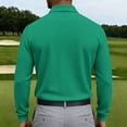thumbnail image 5 of CCRFTGI Mens Long Sleeve Polo Shirts Classic Casual Button Polo Tee Lightweight Collared Golf Shirt Dark Green S, 5 of 6
