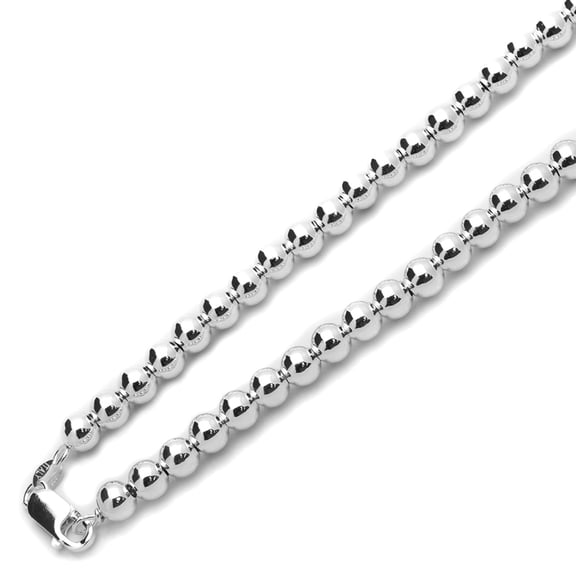 Men's Sterling Silver 10mm Italian Hollow Bead Chain Necklace (7.5"~18" Inch)
