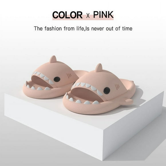 Cute Shark Slippers Funny Shark Slippers Shark Slippers Men Women Bath Slippers Summer Beach Open Toe Slides Indoor Outdoor(pink 44/45)