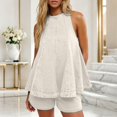 thumbnail image 2 of HAYIMI Womens Summer Outfits Sets 2 Pieces Sleeveless Tops With Casual Loose Denim Shorts Summer Travel Beach Solid Color Comfort Clothes Sets, 2 of 5