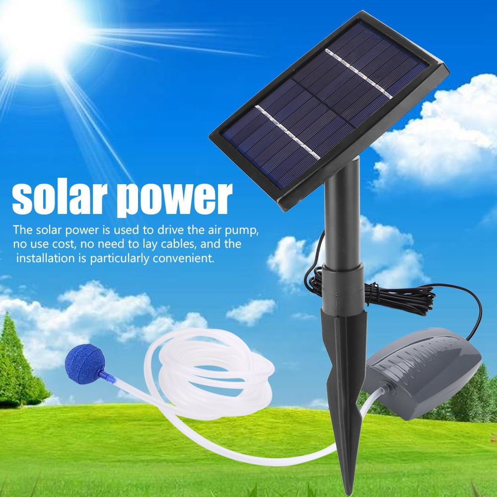 NEW Portable Solar Powered Oxygenator Pond Water Oxygen Pump Air Stone Aerator 