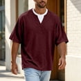 thumbnail image 4 of Fanshiluo Men's V Neck Drop Shoulder Short Sleeve T-Shirt, Fake Two-Piece Loose Casual Top,Size:L,Big and Tall Men, 4 of 7