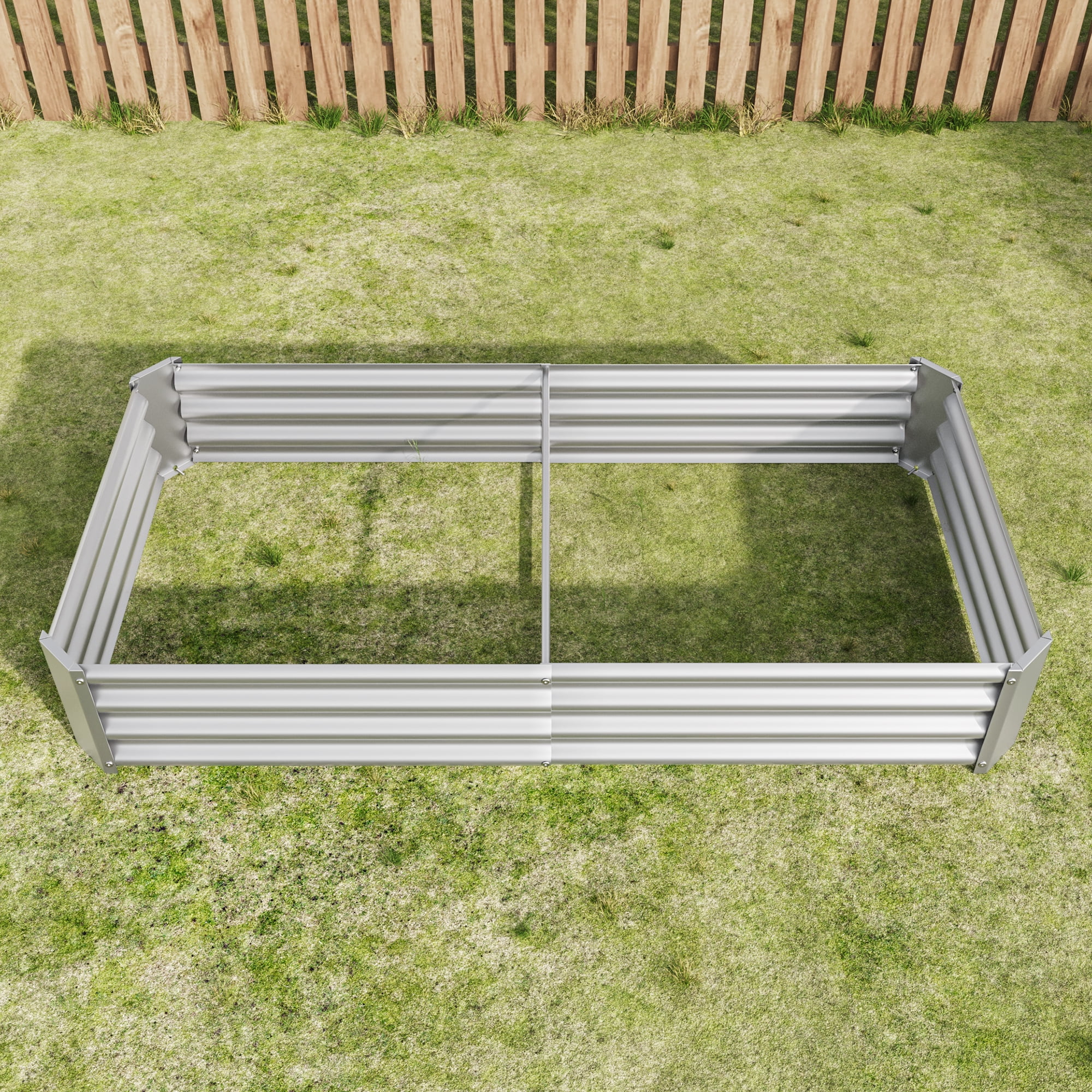 MAYEERTY 6*3*1ft Outdoor Metal Rectangle Raised Garden Bed for Plants, Veggies & Flowers, Silver