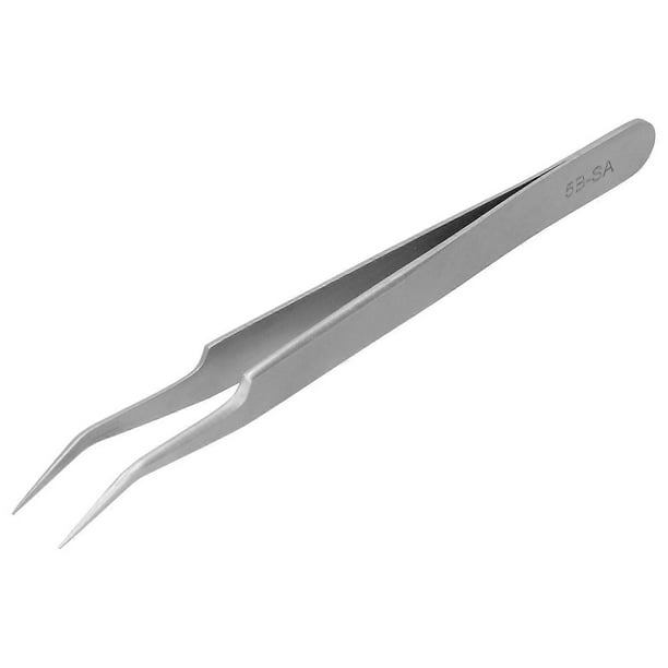 Stainless Steel Eyelash Extensions Tweezers High Accuracy Tweezers Tools for Nail Art(Curved Head 5BSA )