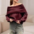 thumbnail image 5 of Kilaqueen Sweaters for Women Off Shoulder Long Sleeve Ribbed Knit Tops Solid Color Casual Loose Fit Trendy Sweater, 5 of 5
