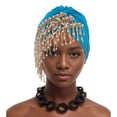 thumbnail image 2 of XASZHN Turban à Franges Multi-Couches pour Femmes Musulmanes Couverture de Chimiothérapie Cancer Bleu Ciel_002 m, 2 of 4