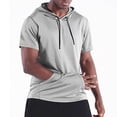 thumbnail image 2 of yillto Men's Short Sleeve Hoodie Top Workout Gym Shirts with Pocket Pullover Athletic Running T Shirts, 2 of 6