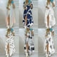 thumbnail image 2 of Rayas Impreso Señoras Camisa Larga Vestido Bohemio Moda Playa Botón Nuevo Estilo Carta Coincidencia De Gran Tamaño Túnicapangjing, 2 of 4
