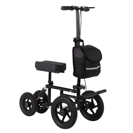 Olenyer All Terrain Knee Scooter for Foot Surgery,Collapsible Knee Walker Scooter,Medical Crutches Alternative with 12" Big Wheels,Black