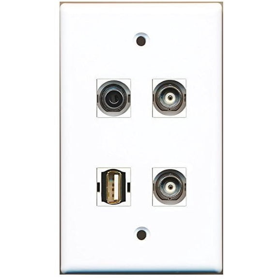RiteAV - 1 Port USB A-A 1 Port 3.5mm 2 Port BNC Wall Plate
