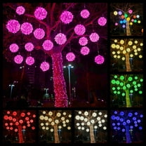 YZEGDCH Outdoor Solar Christmas Balls Lights Tree Lights Waterproof, 1 Pack Pink LED Hanging Globe Sphere Lights for Party Wedding Xmas Porch Patio Garden Yard Decorations