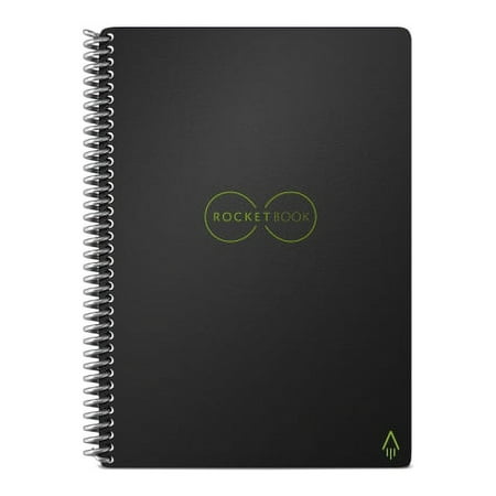 Rocketbook Core Smart Reusable Executive Size Notebook, 6" x 8-4/5", Line Ruled, 18 Sheets, Black