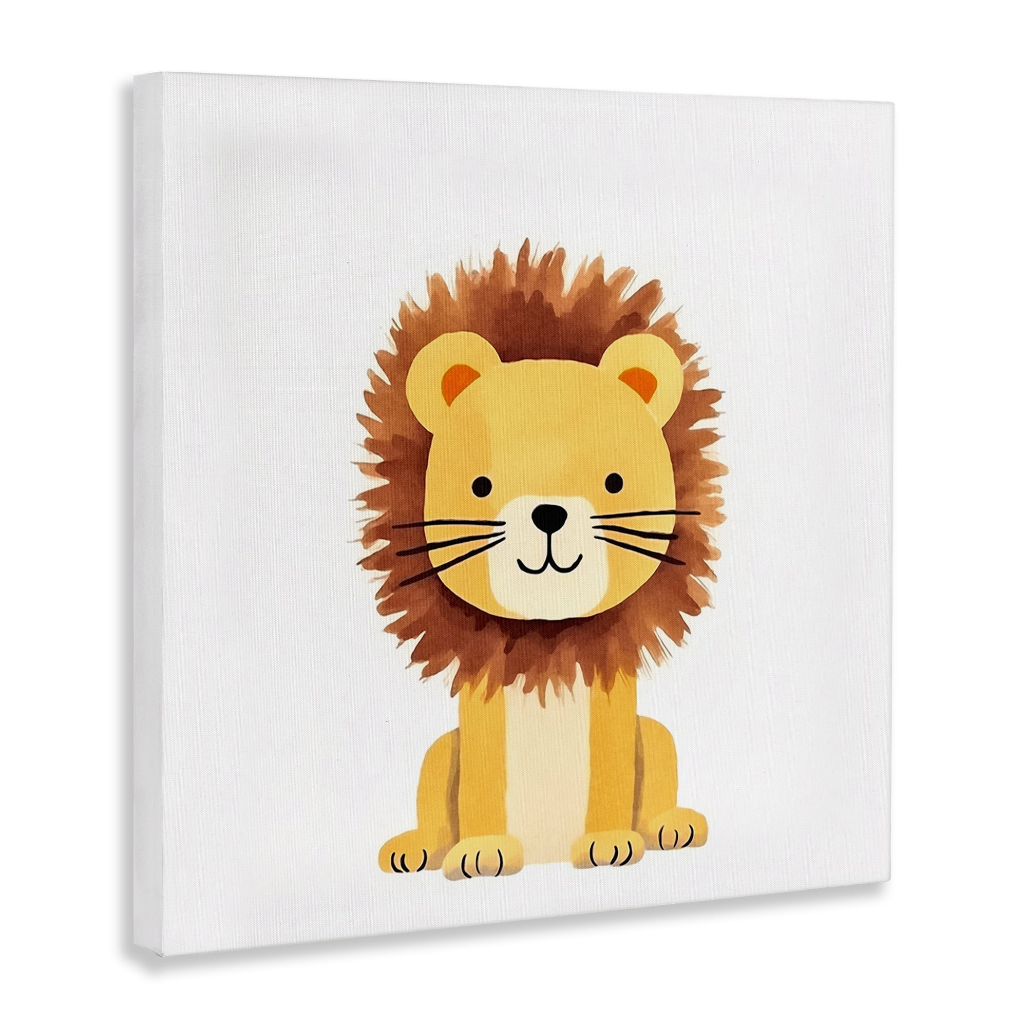 Stupell Industries Sitting Baby Lion Cub Animals Painting Wrapped Canvas Art Print Wall Art, 30 x 30