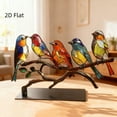 thumbnail image 1 of Adorno de escritorio con pájaros en una rama de vitral | Colgante de metal colorido | 5 figuras de pájaros para decorar el hogar y la oficina, 1 of 3