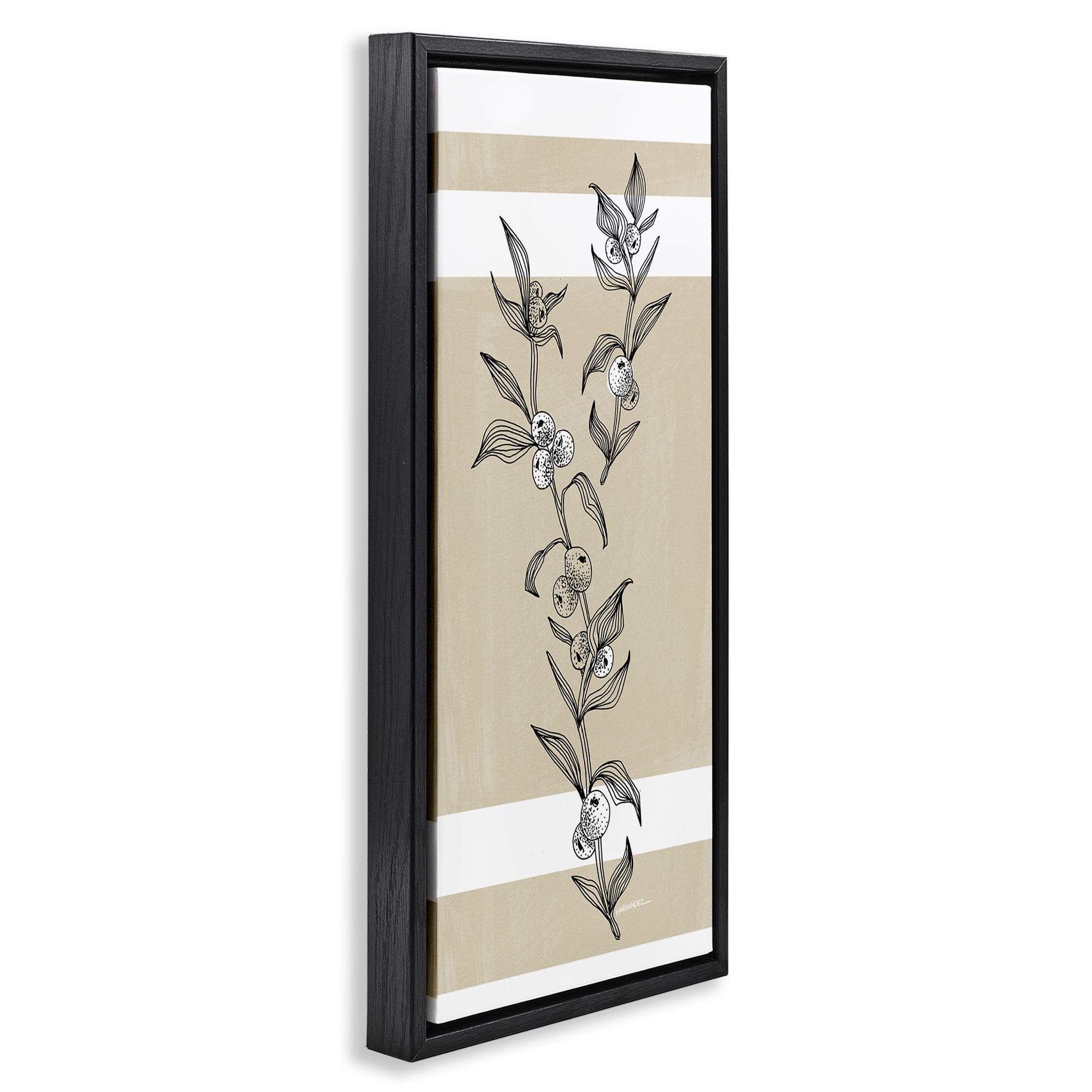Stupell Industries Sweet Orange Spig Plants & Flowers Painting Black Floater Framed Canvas Art Print Wall Art, 11 x 25