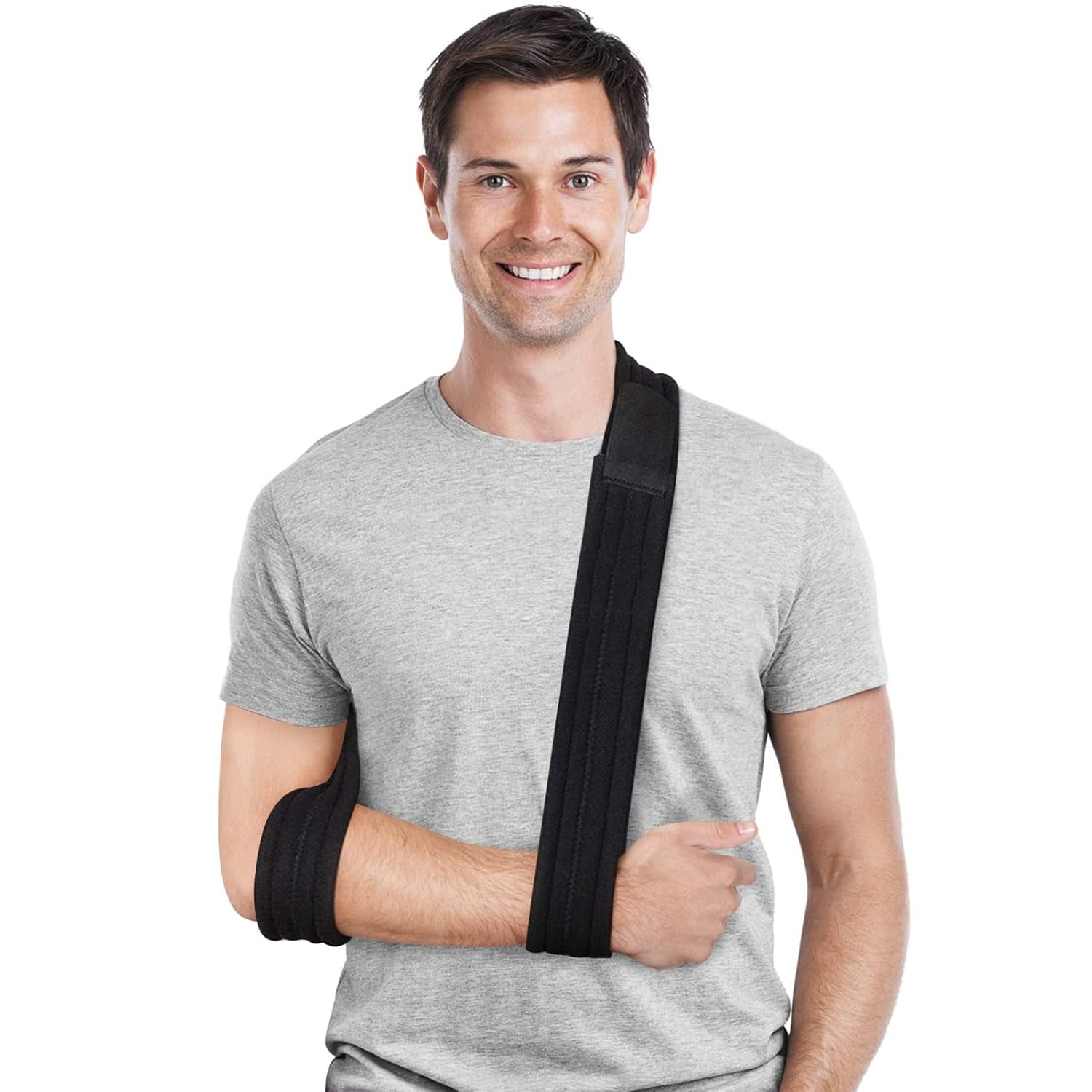 Hemvt Shoulder Compression Sling, Versatile Arm Support Brace for Broken Hand, Elbow Injury, or Rotator Cuff, Foam Pad Adjustable Shoulder Brace, Universal Fit Left/Right Arm