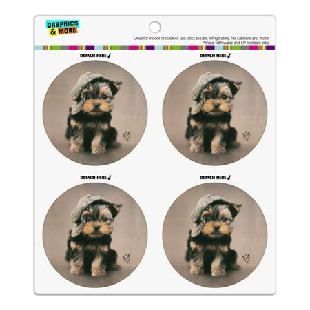 

Yorkie Yorkshire Terrier Dog Dapper Cap Hat Refrigerator Fridge Locker Vinyl Circle Magnet Set