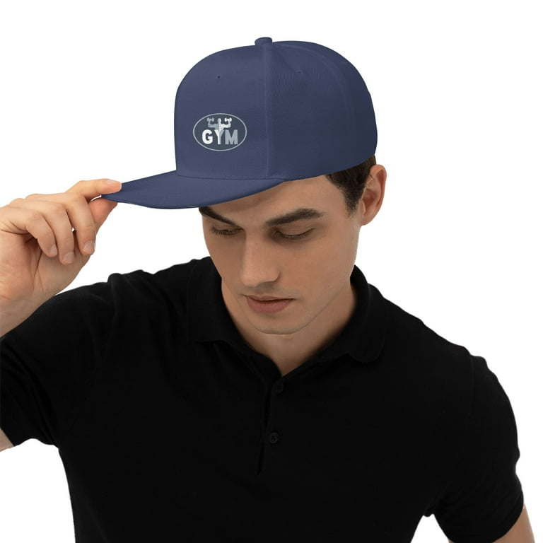 Tequan Flat Brim Hat Snapback Hats, Fitness Gym Man Logo Pattern Adjustable Men Baseball Cap (Blue), Men's, Size: One Size