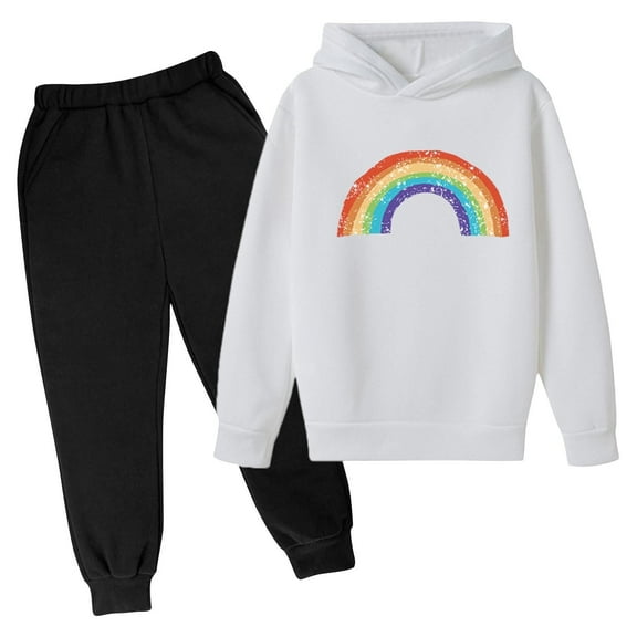 Shadoumai Hoodie Set For Teen Girls Sweatsuits 2 Piece Outfits Oversized Hoodie And Sweatpants Set Preppy Clothes