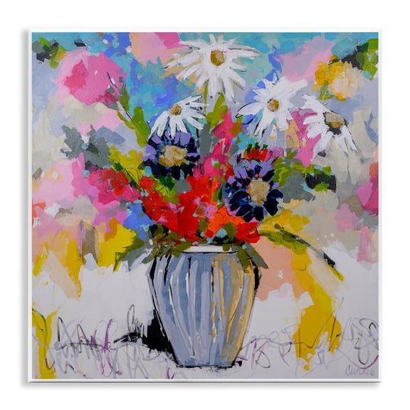 Stupell Industries Bright Clustered Flowers Floral Painting Unframed Art Print Wall Art, 12 x 12