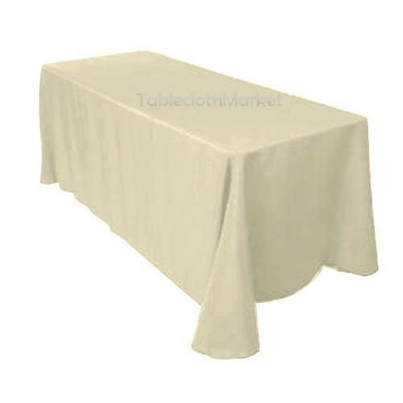 90"×132" Tablecloths 100% Polyester 25 COLORS Wholesale Wedding Catering SEAMED", Ivory