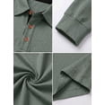 thumbnail image 2 of JWD Mens Long Sleeve Polo Shirt Classic Collared Button Pullover Casual Regular Fit Soft Lightweight Knit Top Green 2XL, 2 of 8