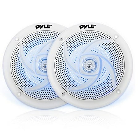 Pyle PLMRS63WL.5 - Waterproof Rated Marine Speakers Low-Profile Slim Style Speaker Pair with Built-in LED Lights 6.5 -inch (240 Watt)