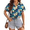 thumbnail image 4 of Fantaslook Hawaiian Button Down Shirts for Women Casual Short Sleeve Floral Print Blouses Summer Tops, 4 of 9