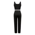 thumbnail image 4 of HUANBAI Two Piece Sets For Women Summer Outfits Sets Neck Tops Wide Leg Crop Pants Vacation Travel Outfits Women's Solid Sleeveless Scoop Neck Crop Tank Top Casual Sleepwear, 4 of 5